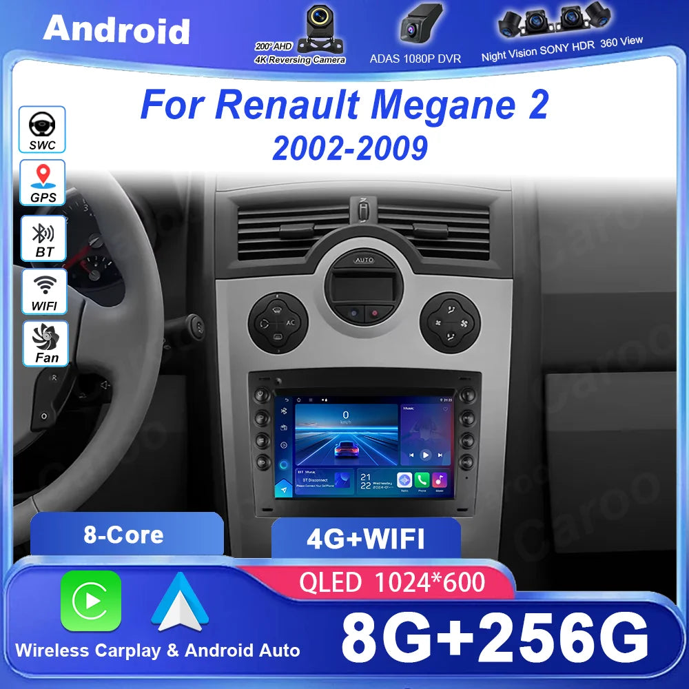 Android 16 Car Radio For Renault Megane 2 2002 - 2009 Car Multimedia Video Player Navigati