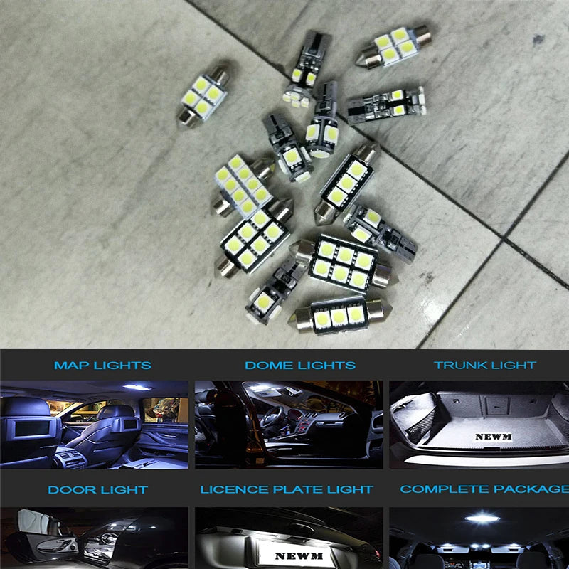 12-Piece LED Interior Light Kit - Canbus Error-Free Interior Bulbs