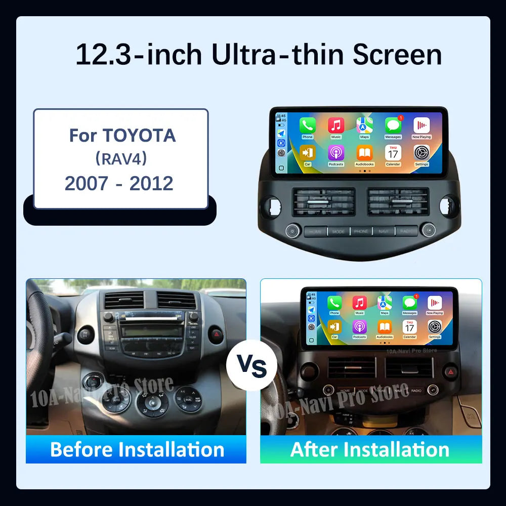 Android 16 Split Screen 4G Car Video Multimedia Player GPS Navigation WiFi 12.3 inch for T