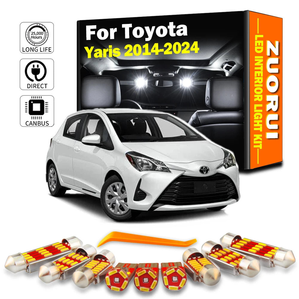 8-Piece LED Interior Light Kit for Toyota Yaris 2015- 2020 - Canbus Dome Map Door Trunk Bulbs | AUTOKITSHOP