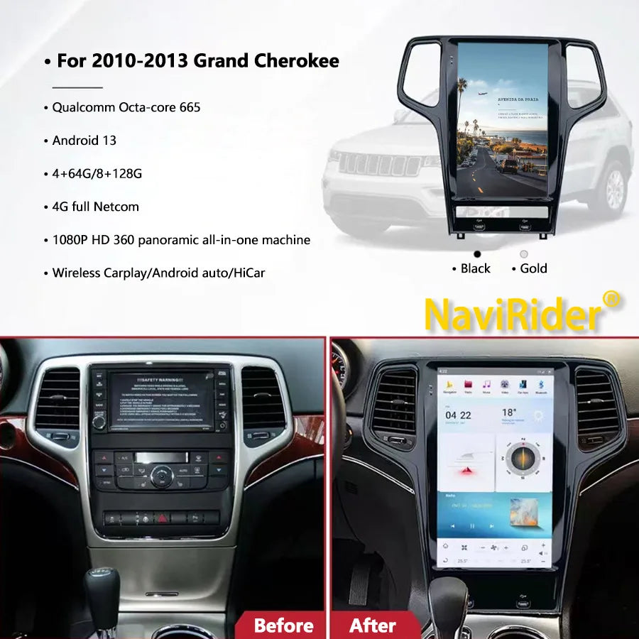 13.6inch Android Touch Vertical Screen For Jeep Grand Cherokee 2010-2013 Car Radio GPS Car | AUTOKITSHOP