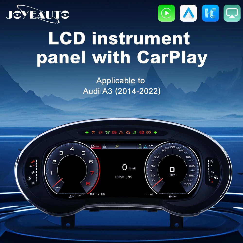12.3" Car Digital Instrument Panel Odometer Speedometer Virtual Cluster for 2014-2022 Audi A3 - CarPlay Android Auto Hic