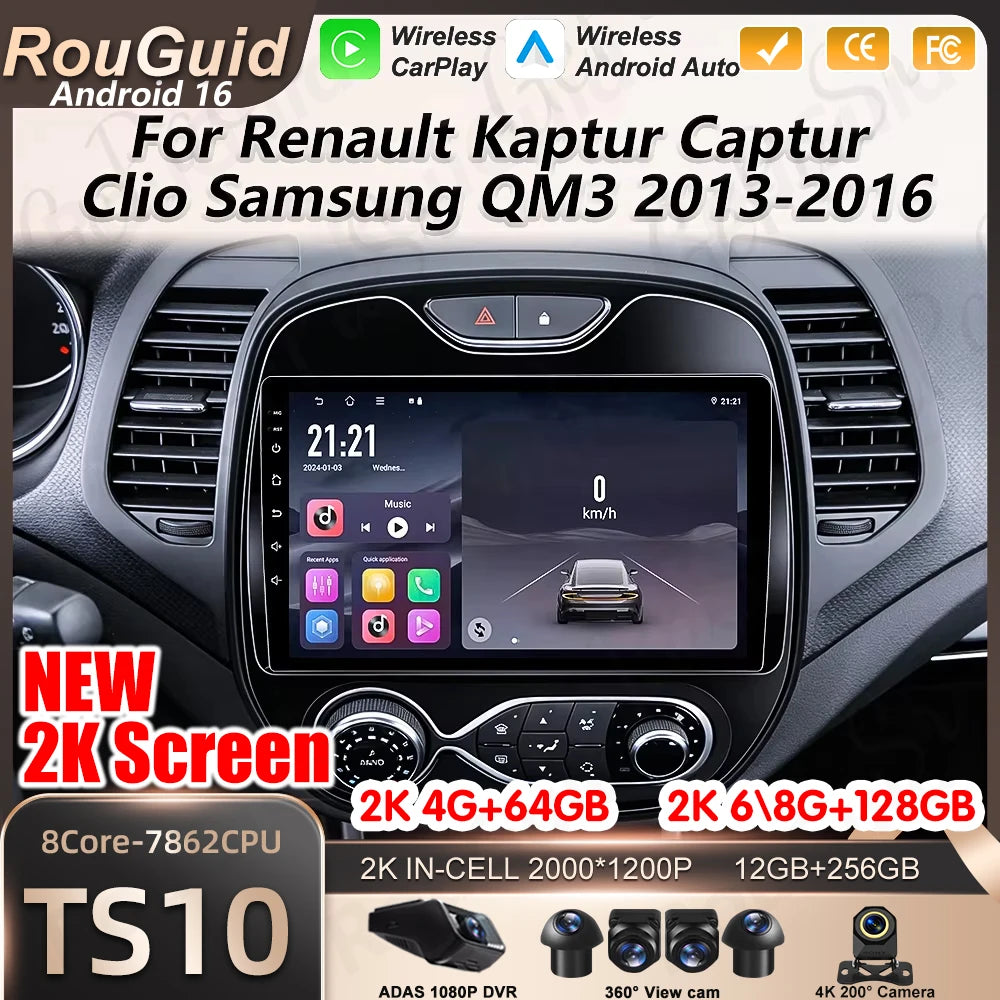 Android 16 Carplay Car Radio For Renault Kaptur Captur Clio Samsung QM3 2013 2014 2015 201 | AUTOKITSHOP