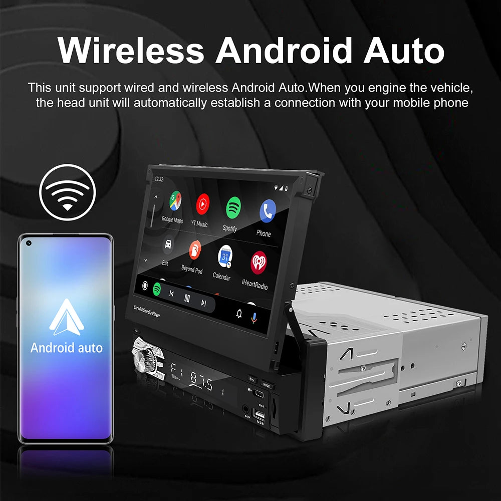 Universal 7 Inch Flip Out Car Stereo 1 Din Car Radio Wireless Carplay Android Auto WIFI GP | AUTOKITSHOP