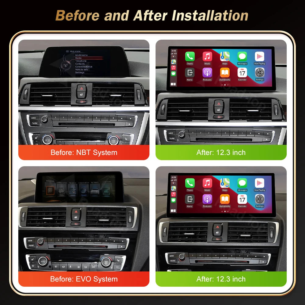 12.3 Multimedia Linux Ultra-thin Touch Screen Wireless CarPlay For BMW Series 3 4 F30 F31