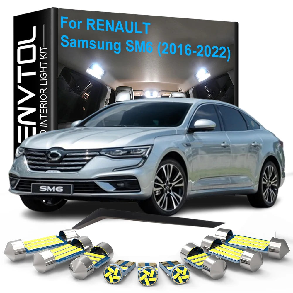 14-Piece LED Interior Light Kit for Renault Samsung SM6 2016-2022 - Canbus Dome Map Door Trunk Bulbs | AUTOKITSHOP