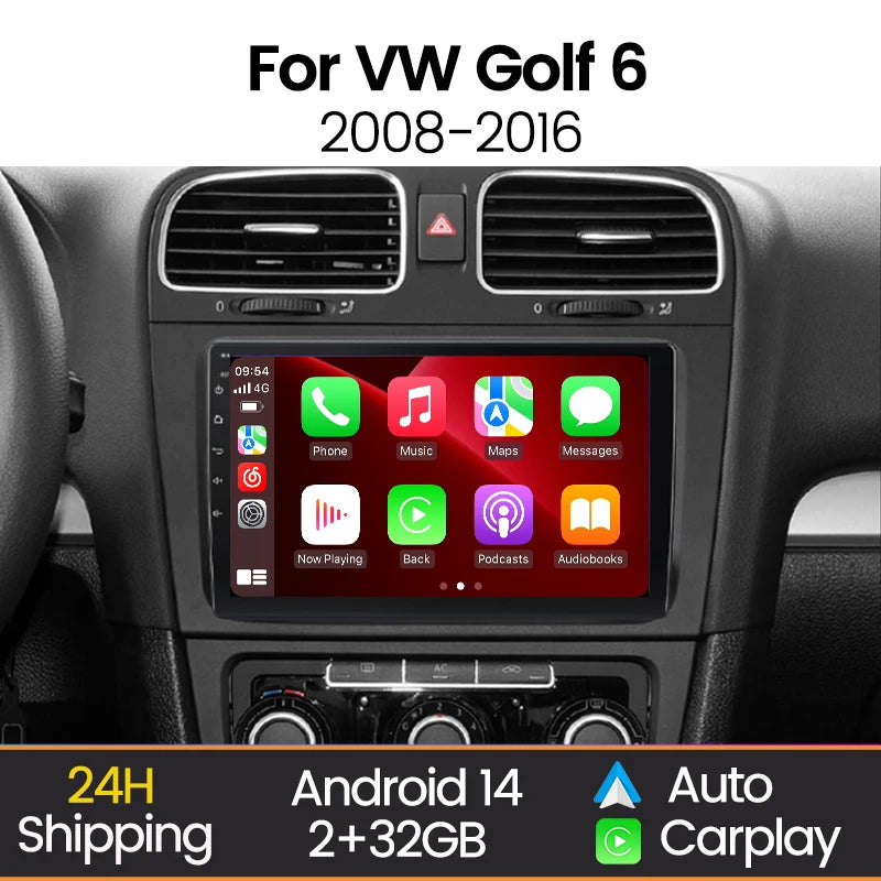 Android 2Din Car Radio Stereo for Volkswagen VW Golf 6 MK6 GTI 2008-2016 Wireless Carplay  | AUTOKITSHOP