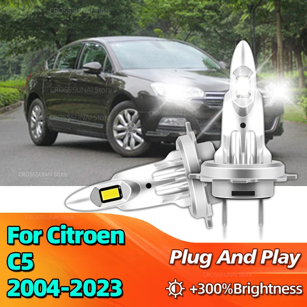 LED Bulb Headlight 180W CSP Car Headlamp 6000K Wireless For Citroen C5 2004 2005 2006 2007