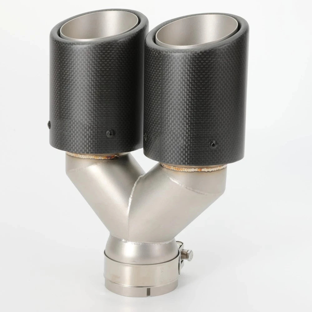 1 Piece Car Carbon Fiber Matte Muffler Tip Y Shape Double Exit Exhaust Pipe Mufflers Nozzle Deco - Automotive LED Light
