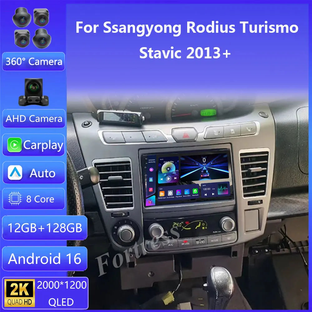 Car Radio Carplay For Ssangyong Rodius Turismo Stavic 2013+ Navigation GPS Android Auto St