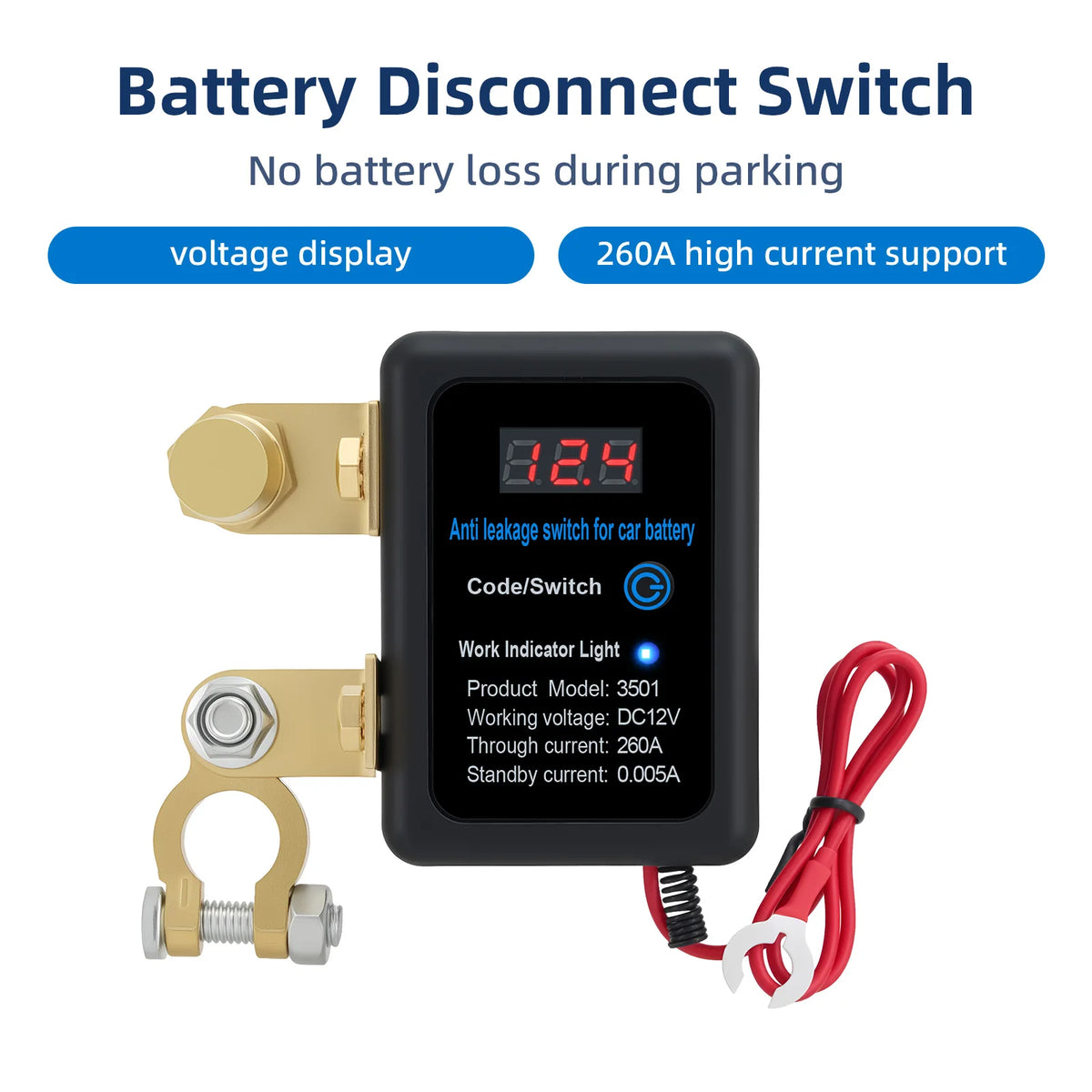 DC 12V 260A Car Automatic Power Shut Off Switch Remote Battery Cut Off Switch Disconnect Switch  - Automotive LED Light