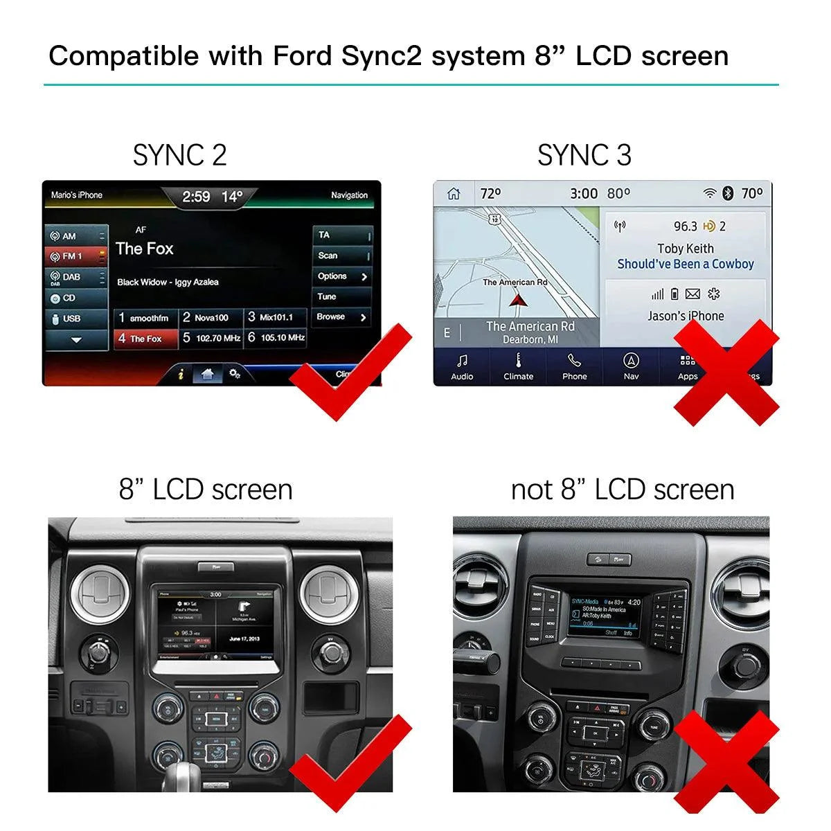 Wireless Carplay Android Auto for Ford Sync2 System Explorer Focus Fiesta C-max Edge F-150