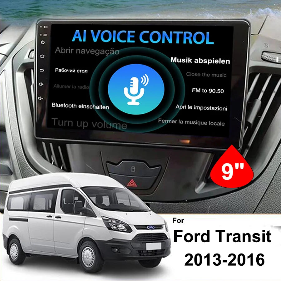 Car Radio For Ford Transit 2013-2016 AI Voice Android 14 2din Stereo Multimedia Video Play