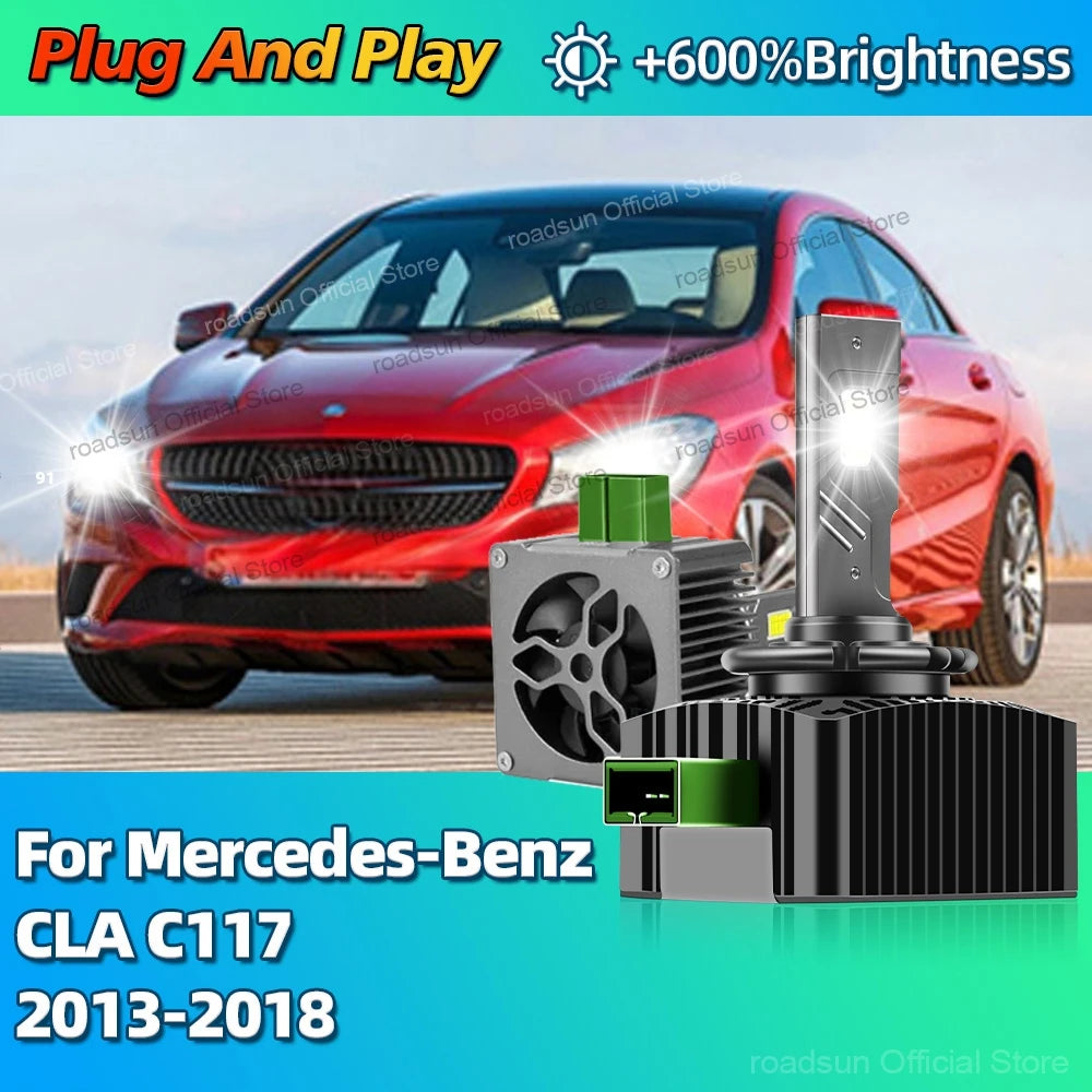 6000K LED Headlights HID D3S Turbo Canbus Car Light Bulbs 30000LM For Mercedes-Benz CLA C1