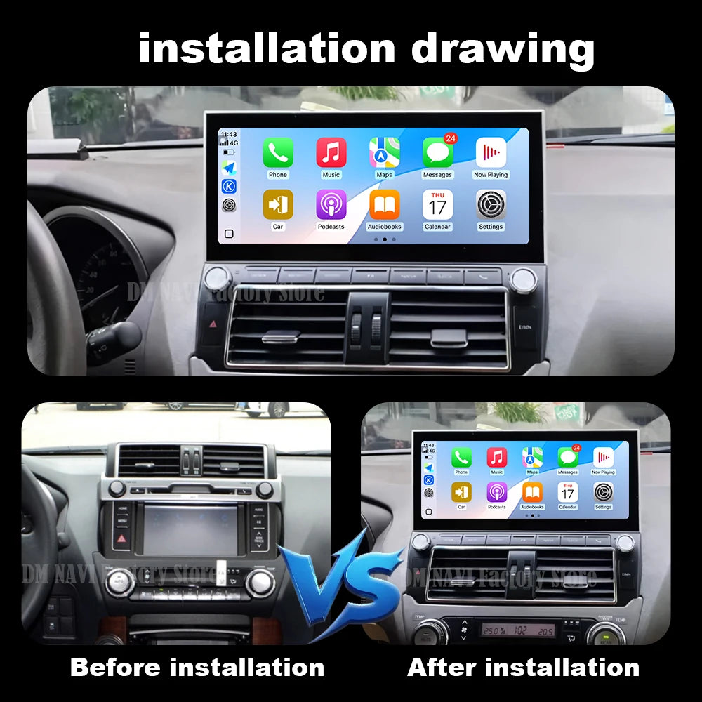 QLED 2400*900P For Toyota Land Cruiser Prado 150 2014 - 2017 Car Radio Multimedia Android