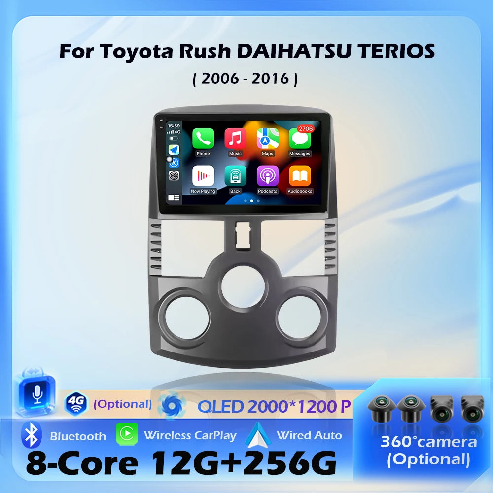 Android 16 Wireless CarPlay For Toyota Rush DAIHATSU TERIOS 2006-2016 Car Radio Multimedia