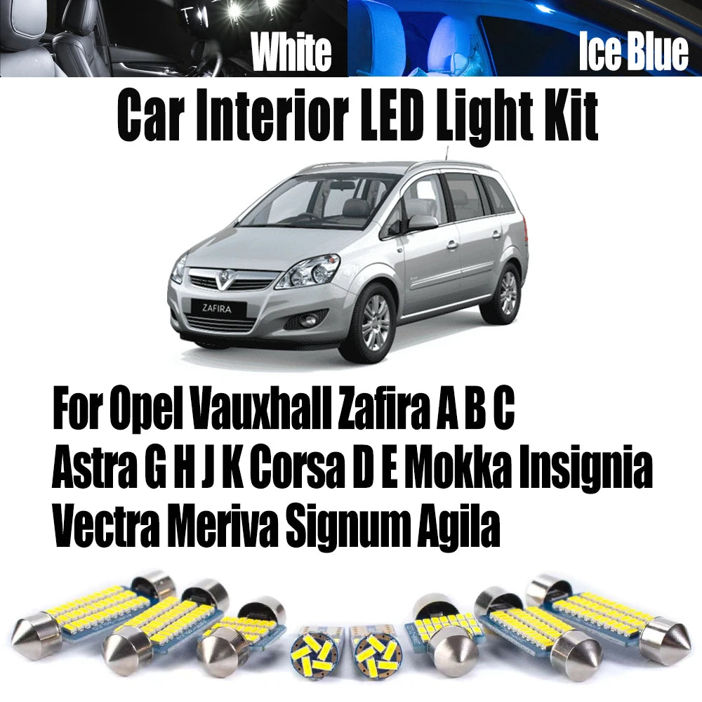 LED Interior Light Kit for Opel Vauxhall Zafira A B C Astra G H J K Corsa D E Mokka Insignia Vectra Meriva Signum Agi...