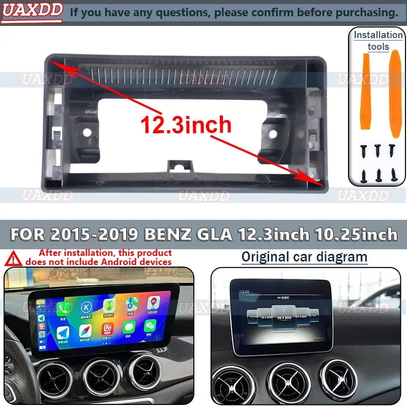 FOR 2015-2019 BENZ GLA 12.3inch 10.25inch 2 Din Car Android Frame Panel Center Fascia Cabl