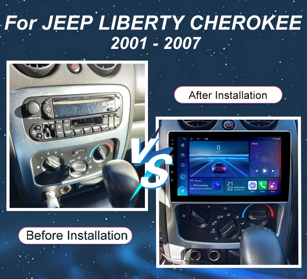 Android 16 Carplay Car Stereo For JEEP LIBERTY CHEROKEE 2001 2002 2003 2004 2005 2006 2007