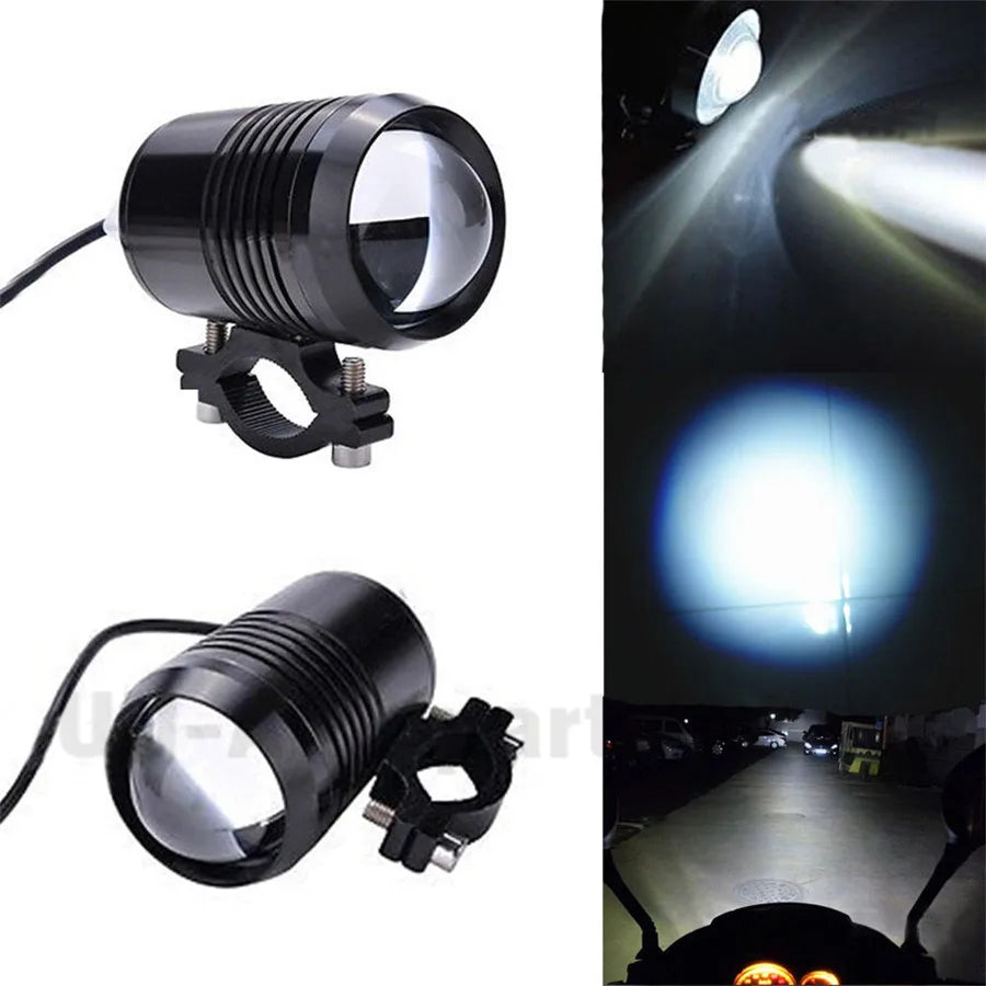 Universal 2 x U1 Lens LED 10W Motorcycle Headlight Driving Fog Lamp Waterproof Night Work