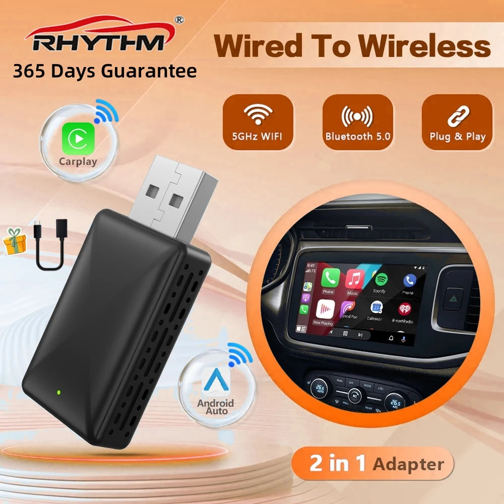 Wireless CarPlay Android Auto Adapter For Factory Wired Car 2 in 1 AI Box Carplay 5G Wifi  | AUTOKITSHOP