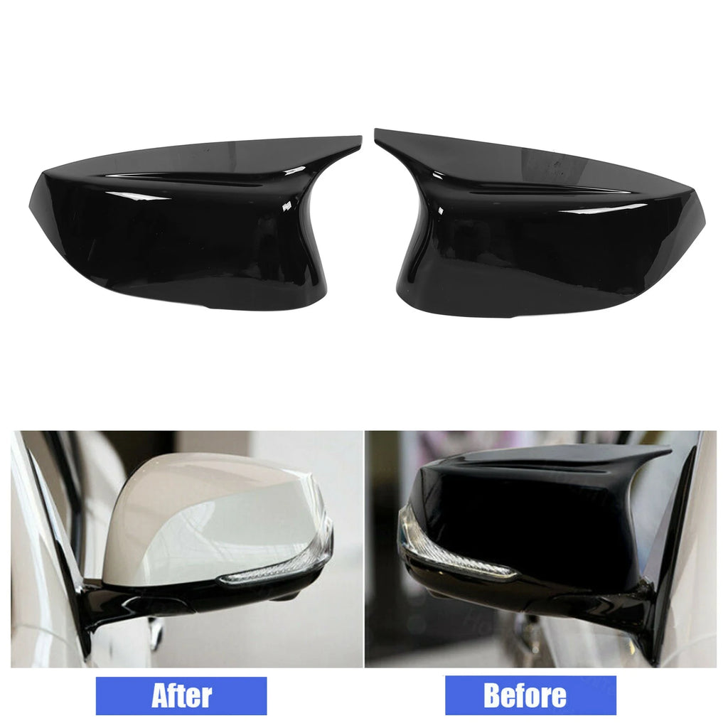 2Pcs Car Side Door Rearview Mirror Cover Caps Trim ABS Glossy Black Replacement  for Infiniti Q50S Q50 - Automotive LED