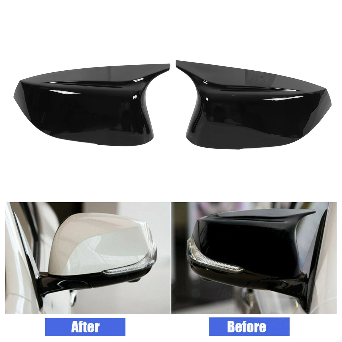 2Pcs Car Side Door Rearview Mirror Cover Caps Trim ABS Glossy Black Replacement  for Infiniti Q50S Q50 - Automotive LED