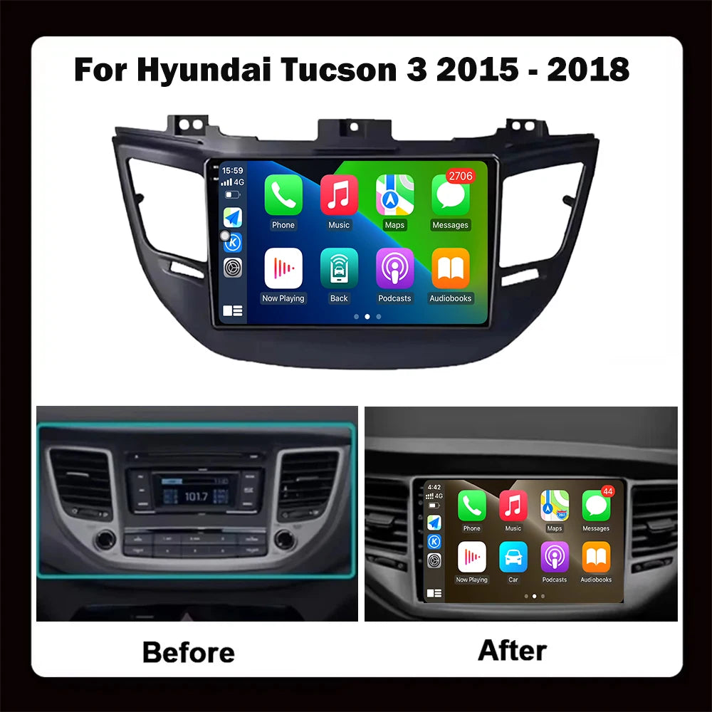 Android 16 Auto For Hyundai Tucson 3 2015-2018 Wireless Carplay Multimedia Video Player Au