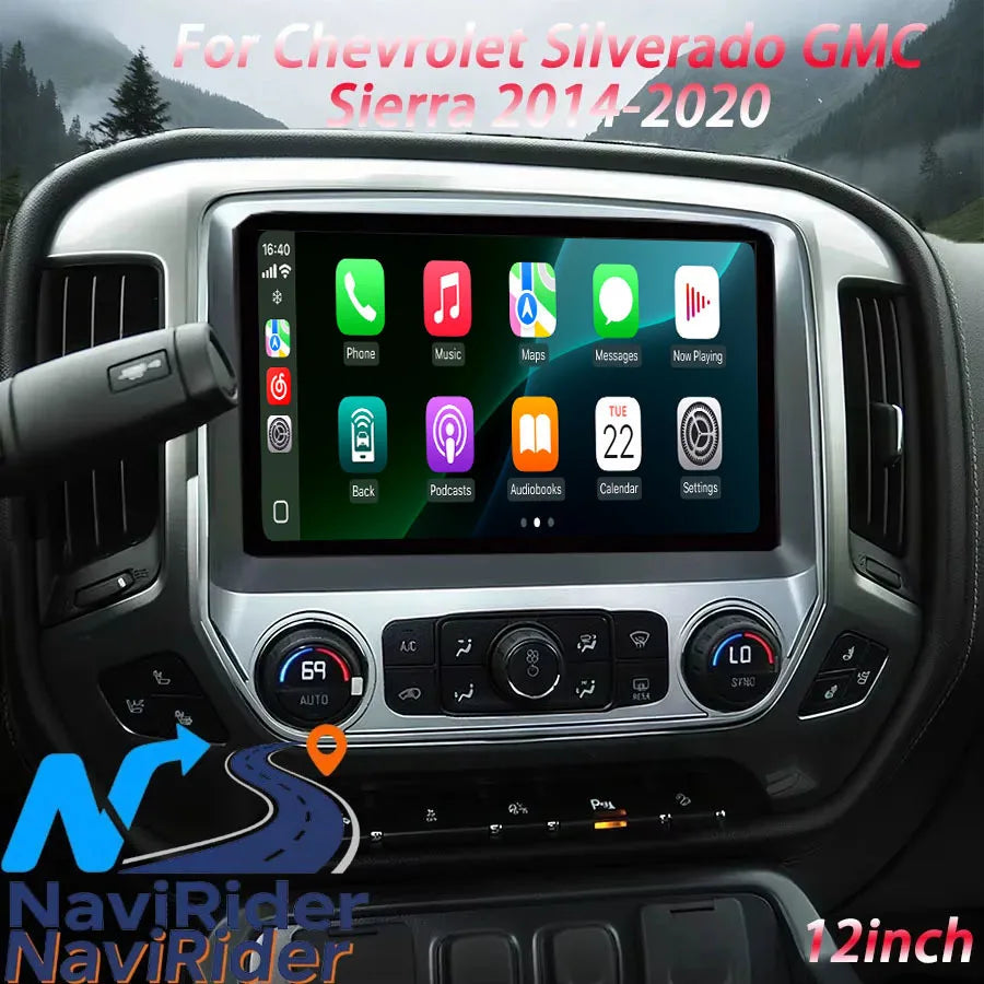 12inch Android 14 Multimedia Video Player Carplay For Chevrolet Silverado GMC Sierra 2014-