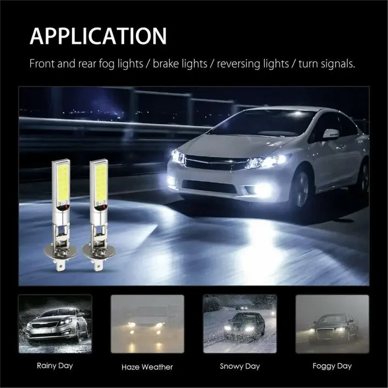H1 H3 880 881 Car Fog Light Headlight COB LED Headlight Hi/Lo Beam Bulbs Driving Lamps Day