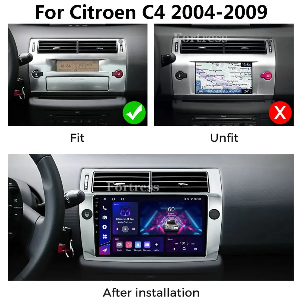 Android 16 For Citroen C4 C-Triomphe Quatre 2004-2014 Navigation GPS Multimedia Car Radio