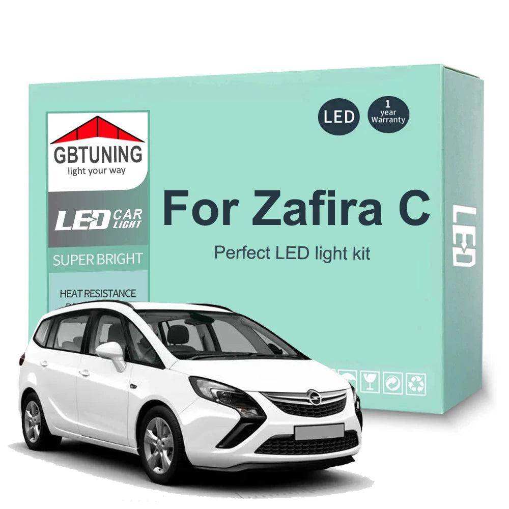 15-Piece LED Interior Light Kit for Vauxhall Opel Zafira Tourer C - Canbus Error-Free Bulbs | AUTOKITSHOP