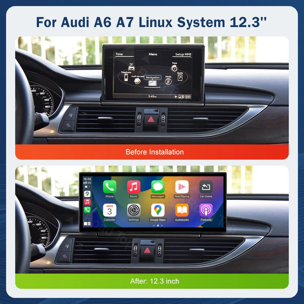 12.3'' Touch Screen Multimedia Display for Audi A6 A7 3G MMI HN+ RMC MHI2011-2018 with Air | AUTOKITSHOP