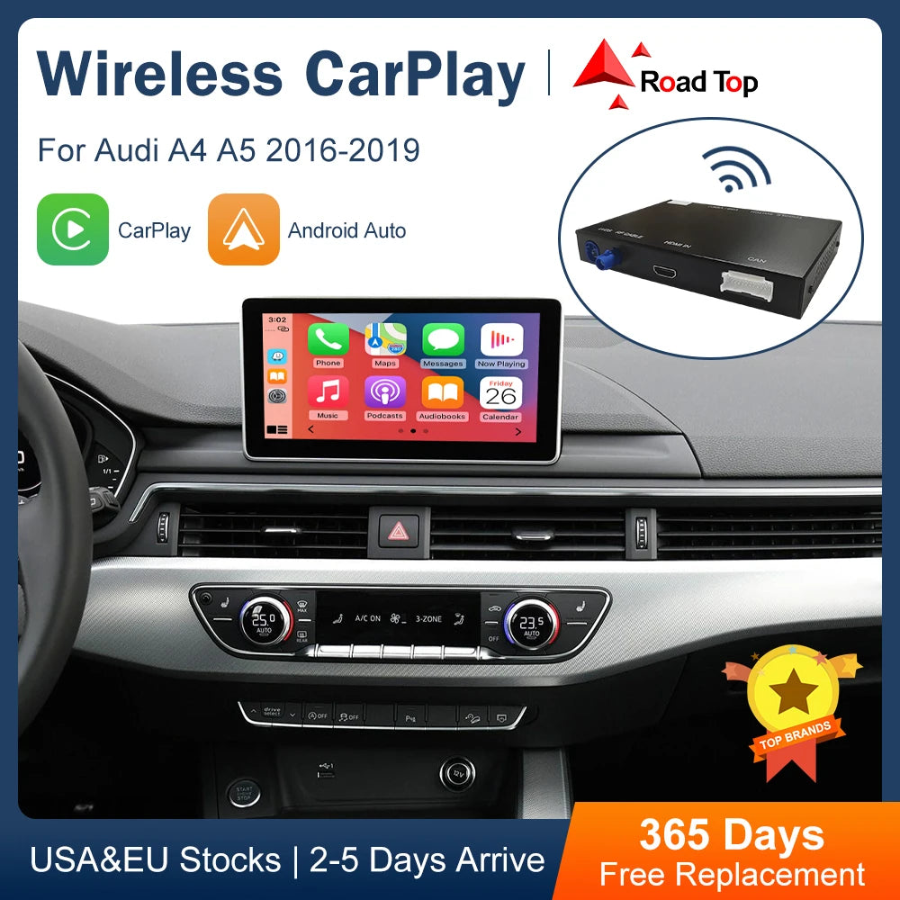 Road Top Wireless CarPlay for Audi A4 B9 A5 Q5 Q7 2016-2019, with Android Auto Interface A | AUTOKITSHOP