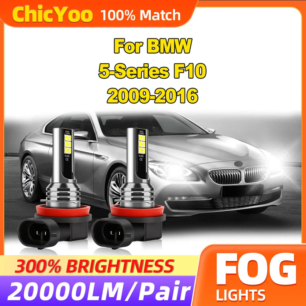 60W Fog Lamps 20000LM CSP Chips LED Fog Lights 12V 6000K White Plug And Play For BMW 5-Ser