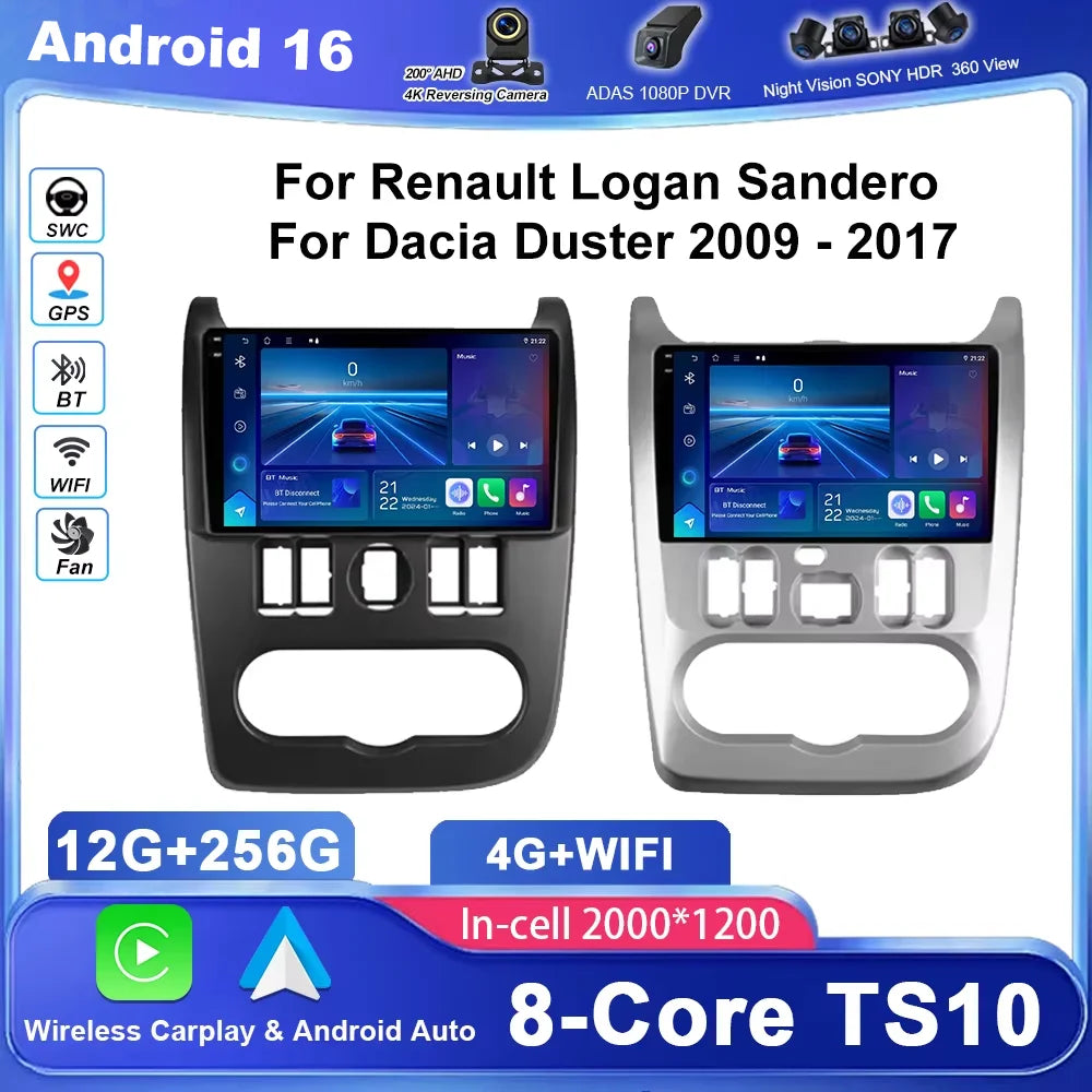Car Android 16 GPS Navigation For Renault Logan Sandero For Dacia Duster 2009 - 2017 Auto