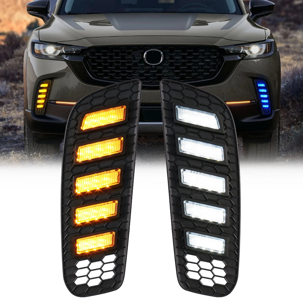 DRL For Mazda CX-50 CX50 2023 2024 LED Daytime Running Light Car Fog Dynamic Turn Signal L | AUTOKITSHOP
