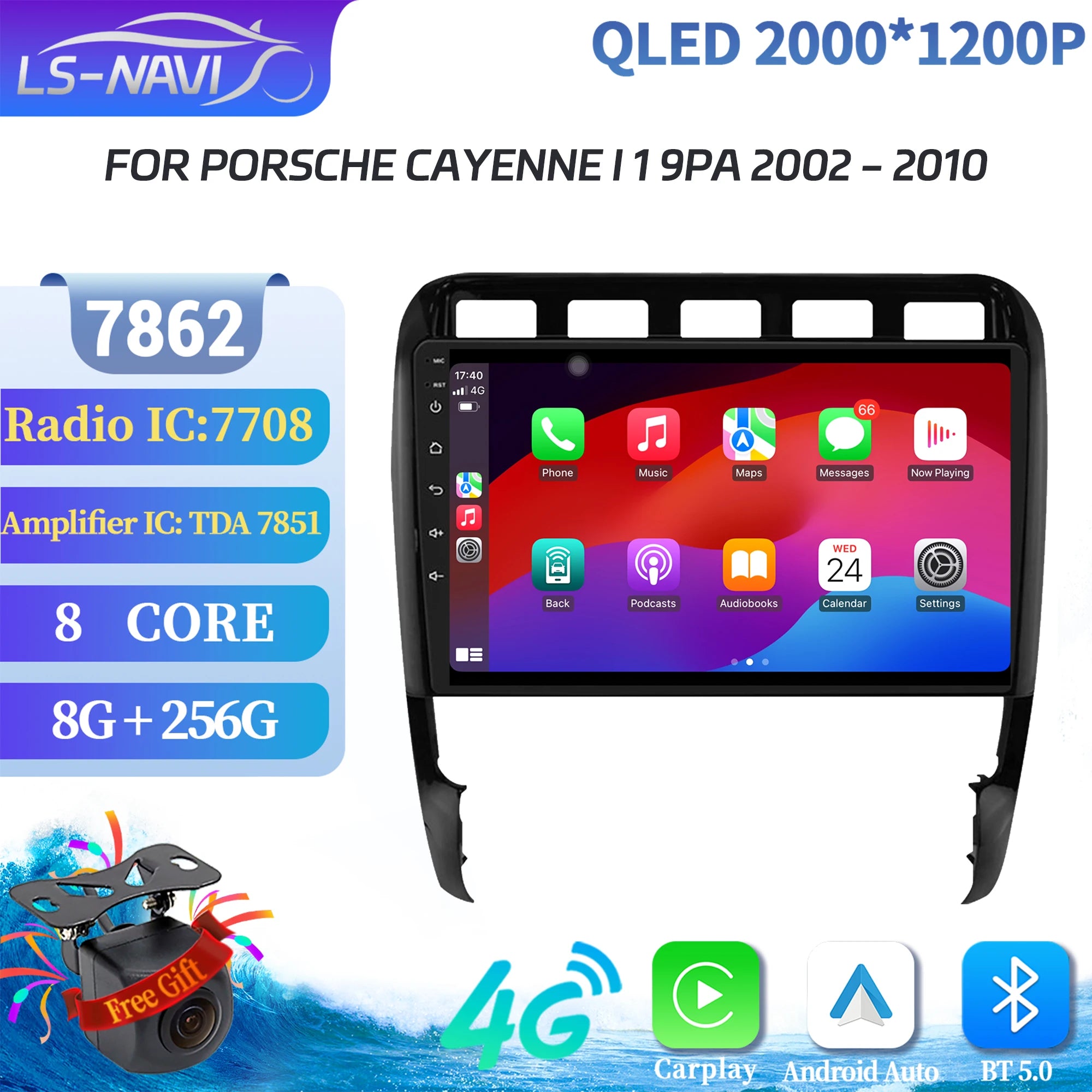 Car Radio Android 14 For Porsche Cayenne I 1 9PA 2002-2010 Multimedia Center Carplay Wirel