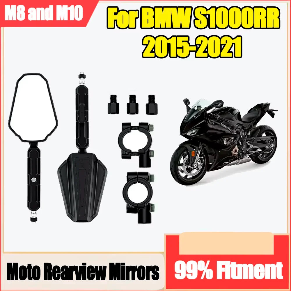 With Screw Folding Motorcycle Rearview Mirrors Off Road Adv Wide Side Mirror For BMW S1000