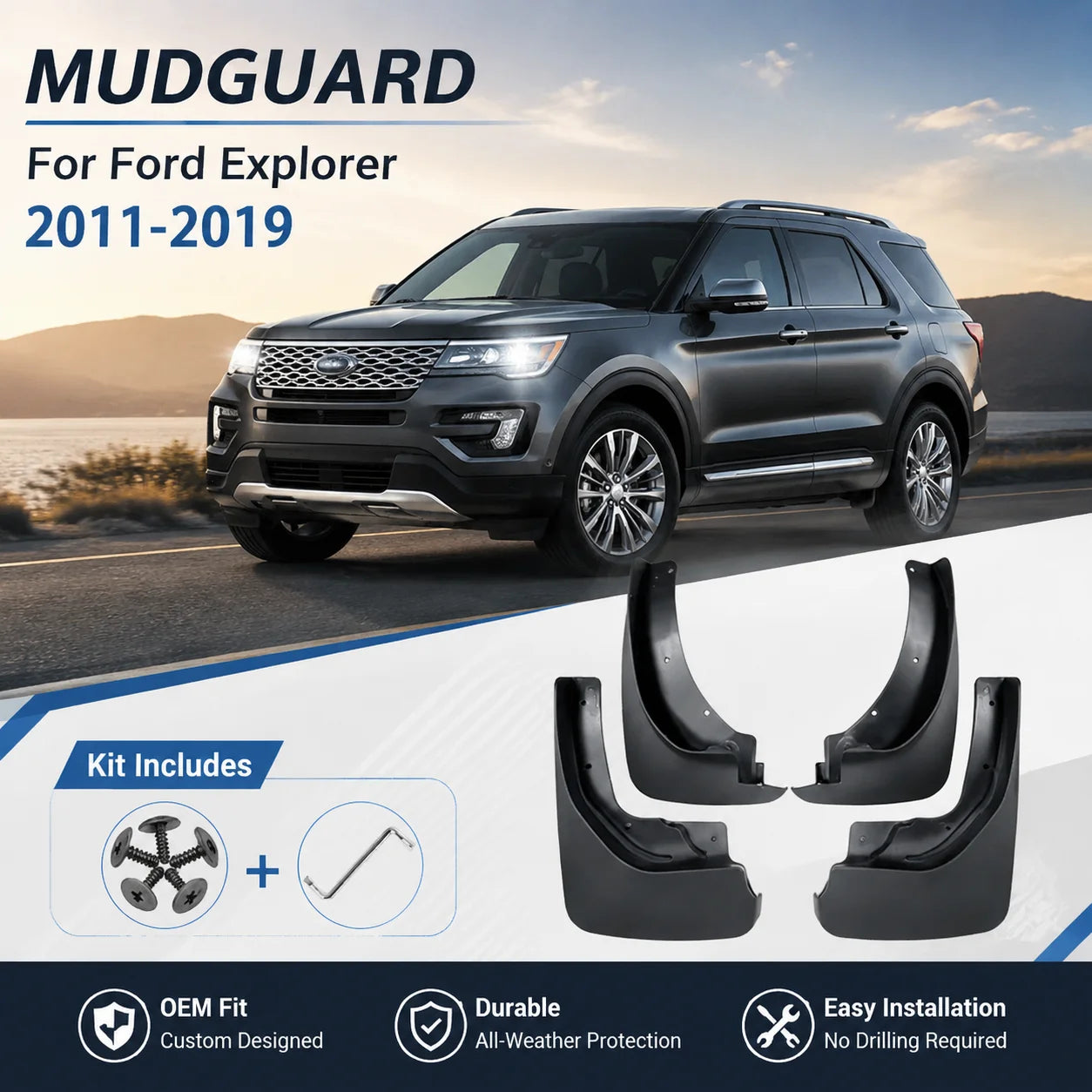 For Ford Explorer 2011~2019 U502 MK5 5th Car Mud-Flaps Fender Mudguards Mudflaps Mud-block | AUTOKITSHOP