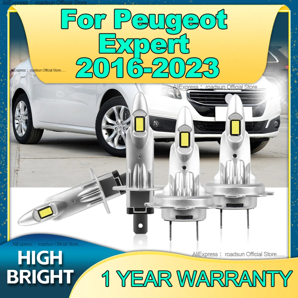 2/4Pcs H7 Led Bulb 160W Auto Lamps Wireless CSP Chip Car Headlight For Peugeot Expert 2016