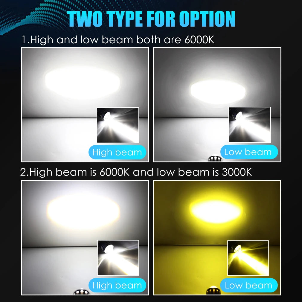 25000Lm 25W H4 BA20D LED Moto H6 LED Motorcycle Headlight Bulbs CSP Lens White Yellow Hi L