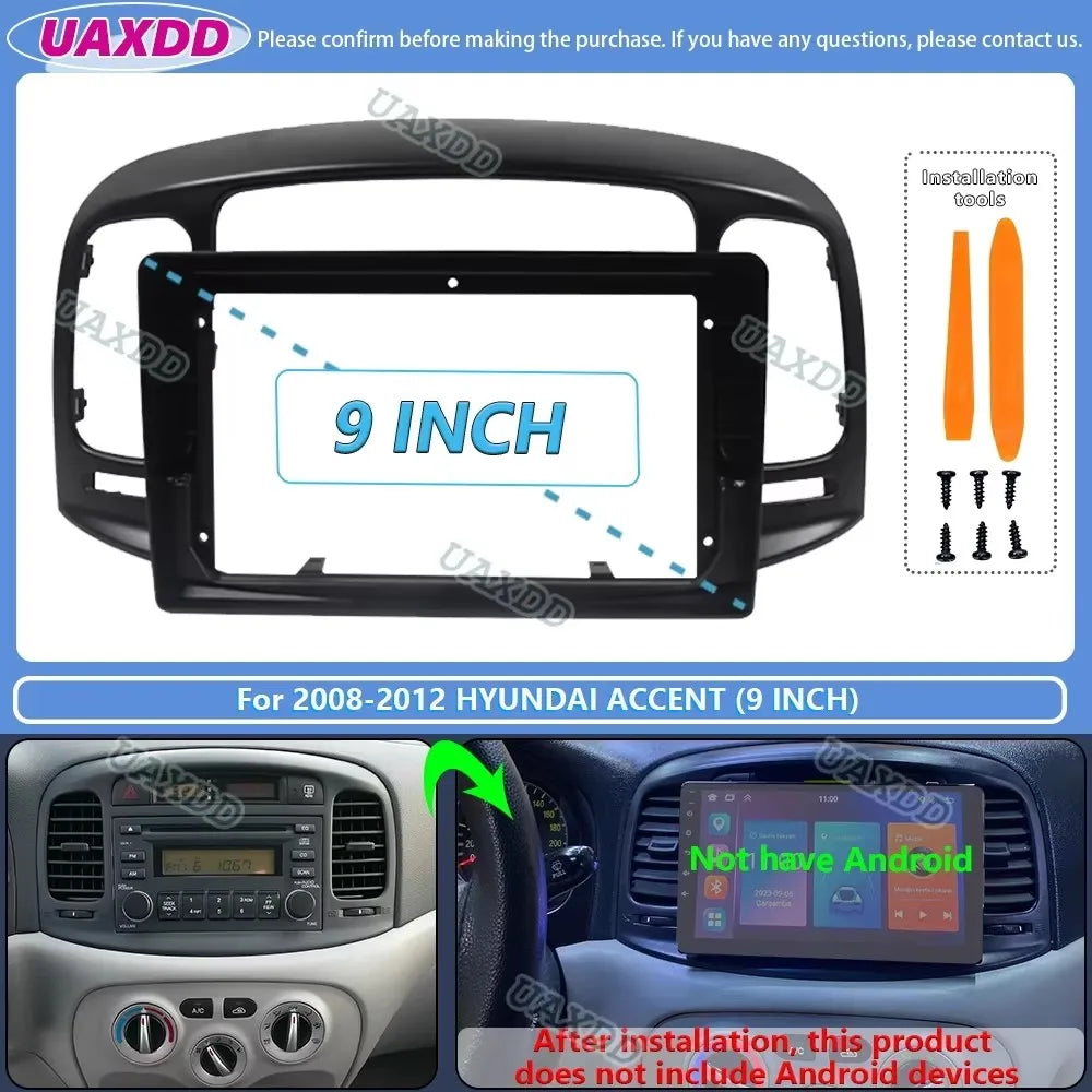 For 2008-2012 Hyundai accent verna 9inch Car radio android stereo frame panel fascia dashb