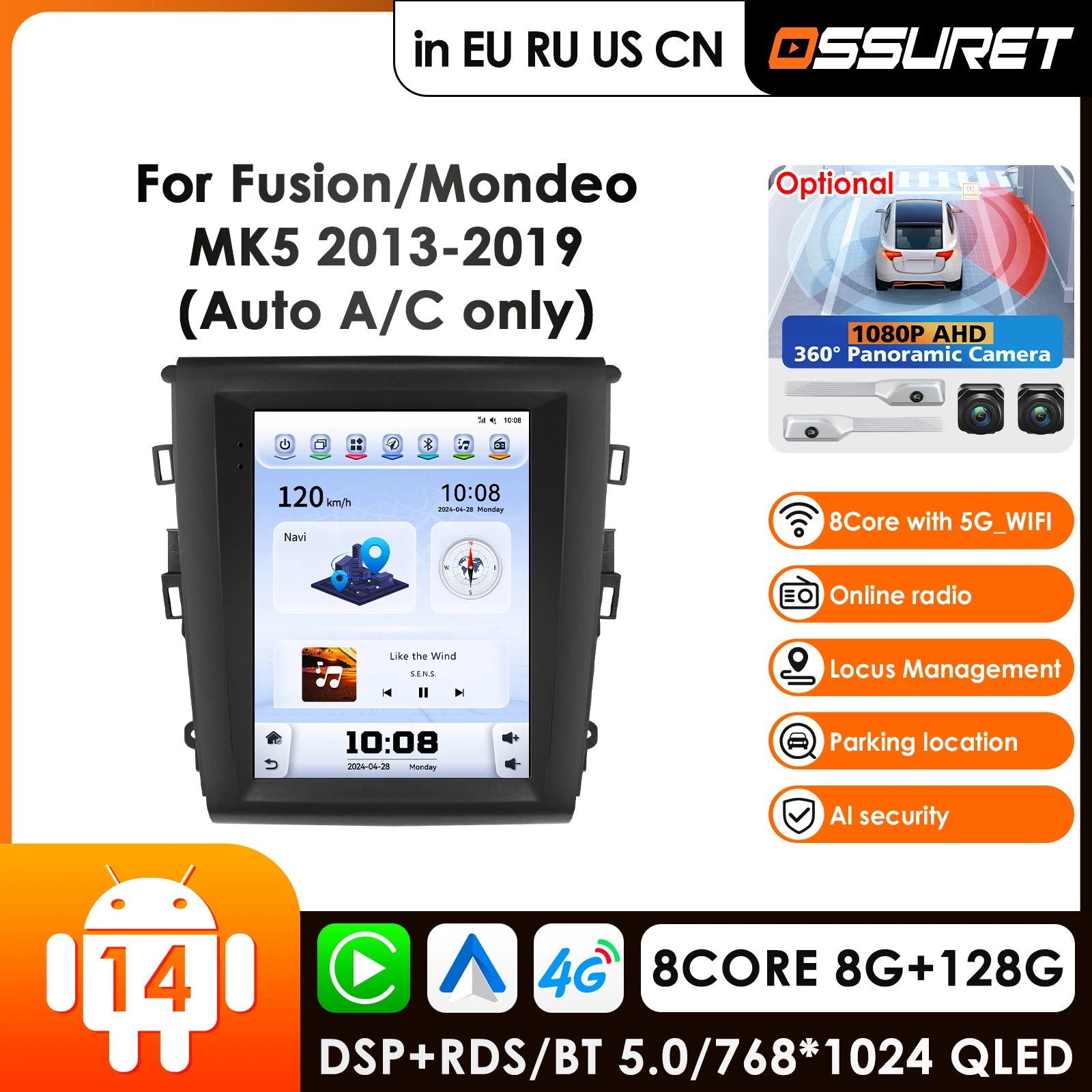 9.7" Android 14 Car Radio GPS for Ford Fusion/Mondeo MK5 - Wireless Carplay Android Auto Multimedia Player