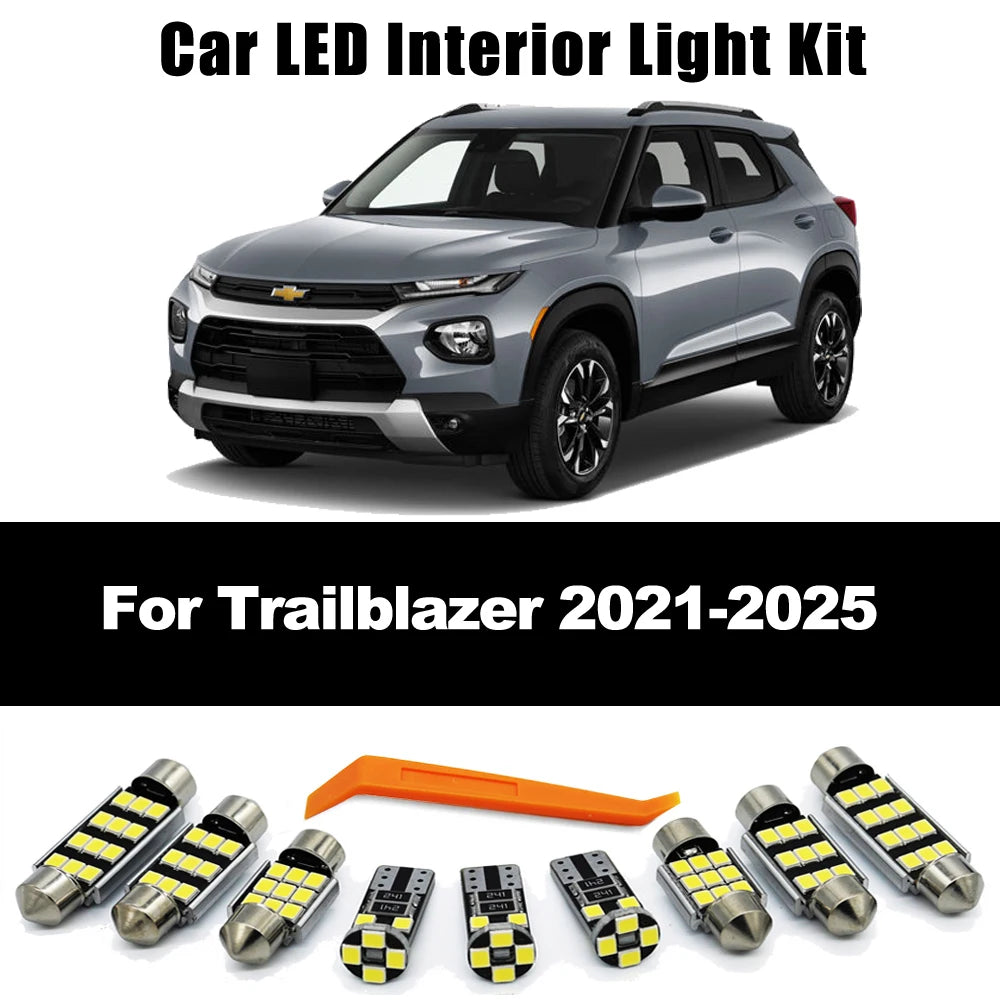 ZITWO 9Pcs For Chevrolet Chevy Trailblazer 2021 2022 2023 2024 2025 LED Interior Dome Map Light Car LED Bulb Kit Accessories