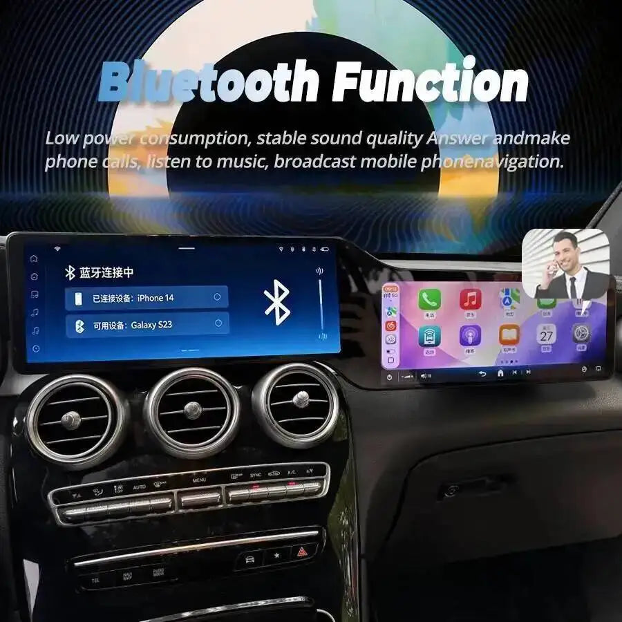 S For Benz C GLC W205 2015-2022 Car Radio GPS 12.3+12.3inch Dual Screen Android15 Navigati | AUTOKITSHOP