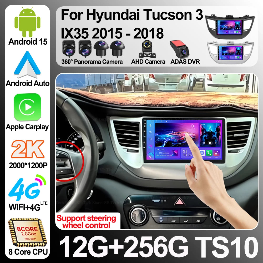 Android 16 Car Radio For Hyundai Tucson 3 Ix35 2015 - 2018 Multimedia Player Carplay Auto  | AUTOKITSHOP