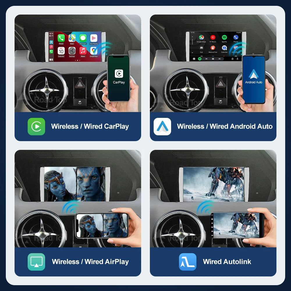 Road Top Wireless CarPlay for Mercedes Benz GLK NTG4.5 2013-2015 with Android Auto Mirror  | AUTOKITSHOP