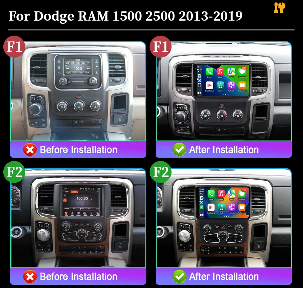Wireless CarPlay For Dodge Ram 1500 2500 3500 2013-2018 Android Auto Navigation GPS Car Mu