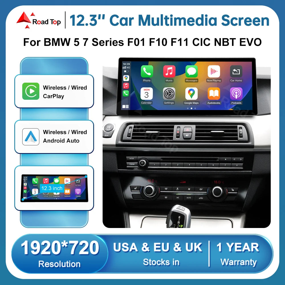 12.3'' Linux Touch Screen Car Radio Multimedia Displsy For BMW 5 7 Series F01 F10 F11 CIC  | AUTOKITSHOP